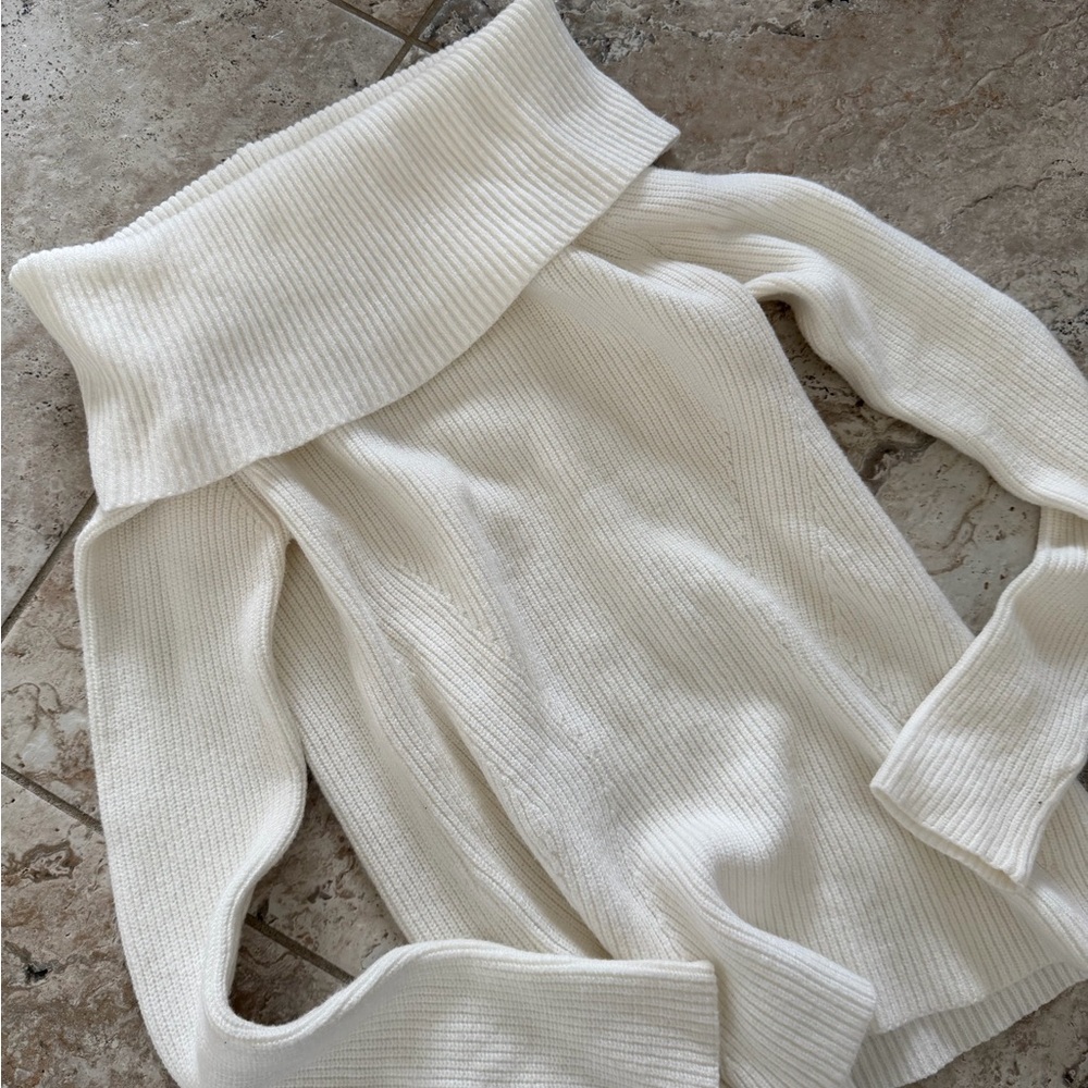 Elegant Off-Shoulder White Sweater